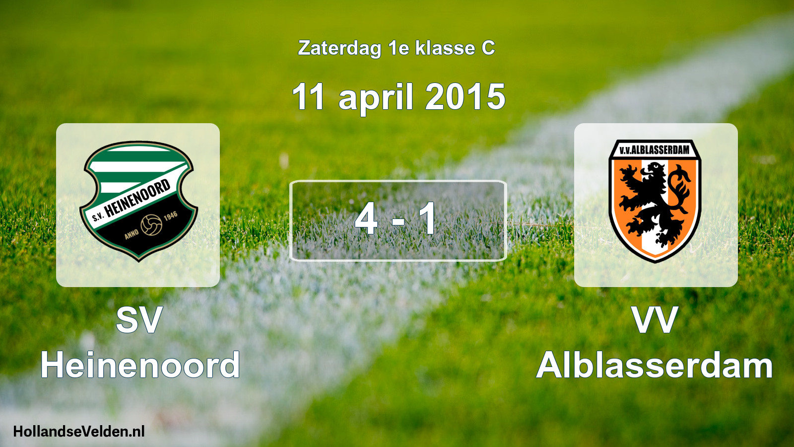 Total number of matches played: SV Heinenoord - VV Alblasserdam 4 - 1 (11 April 2015)