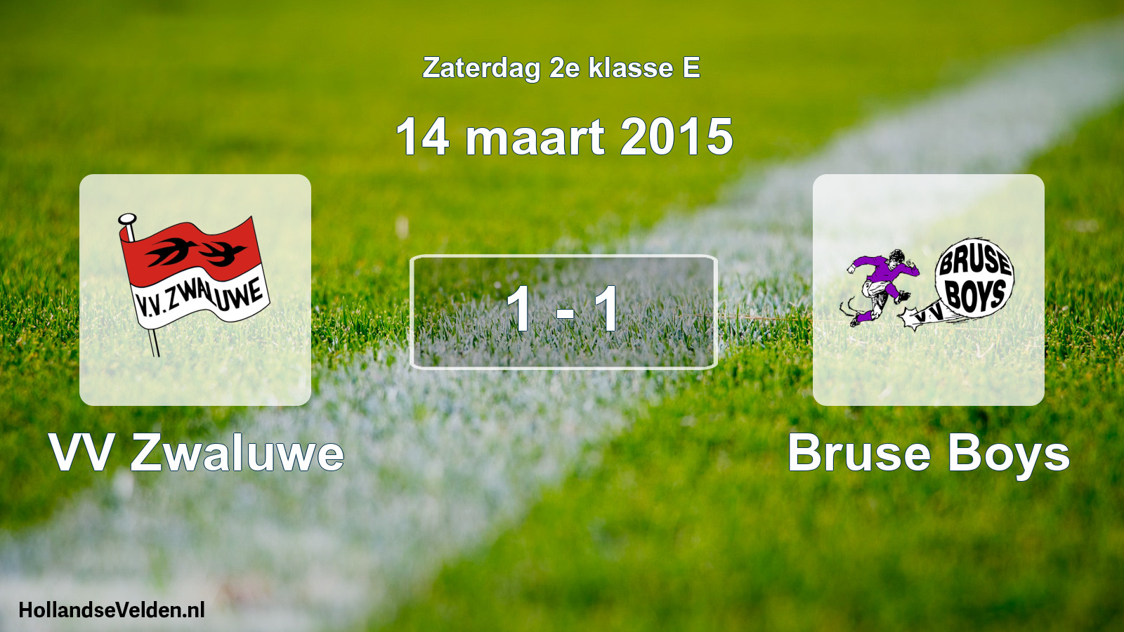 Total number of matches played: VV Zwaluwe - Bruse Boys 1 - 1 (14 March 2015)
