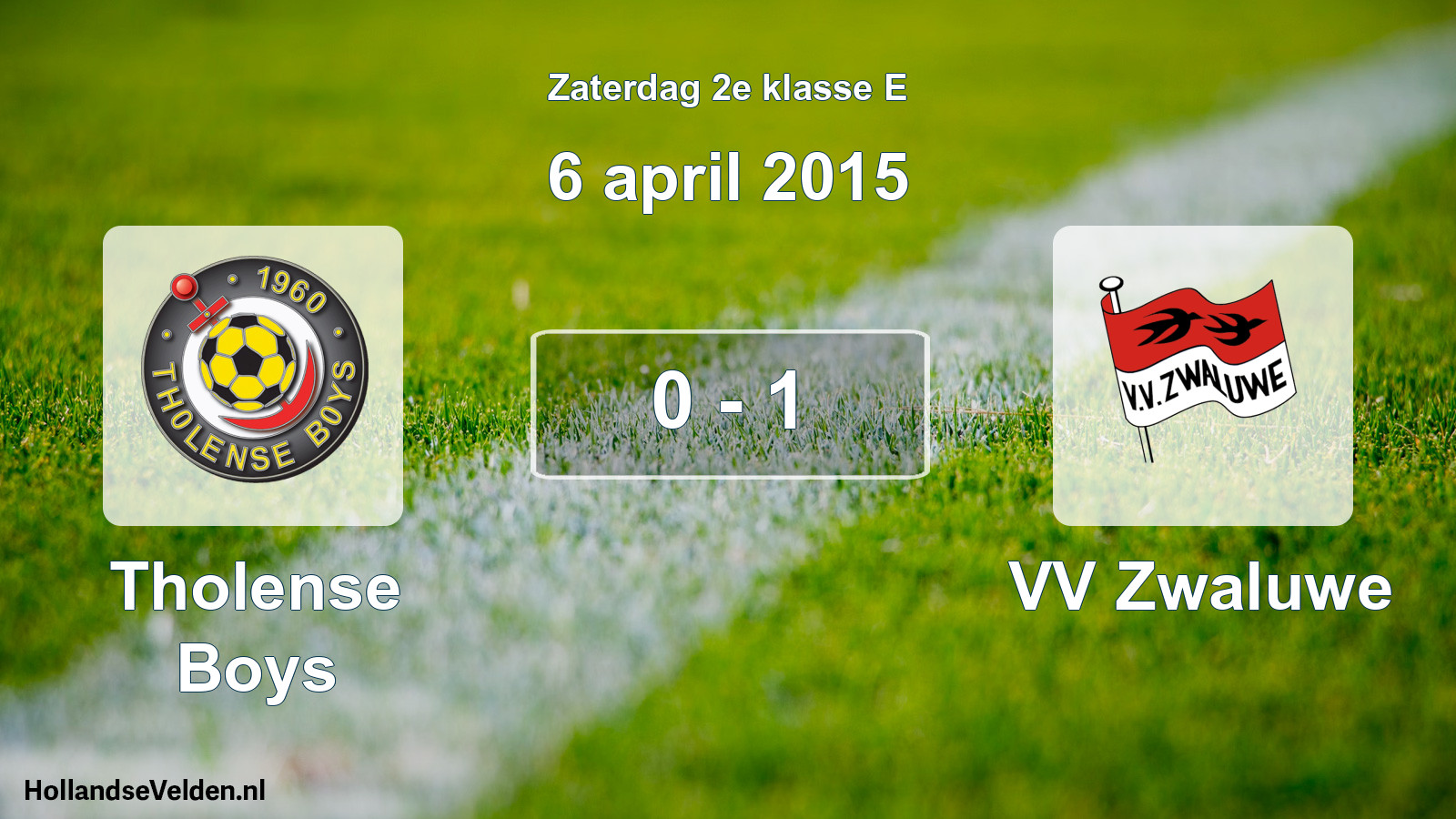 Total number of matches played: Tholense Boys - VV Zwaluwe 0 - 1 (6 April 2015)
