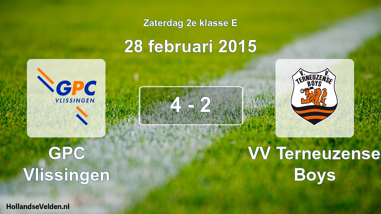 Total number of matches played: GPC Vlissingen - VV Terneuzense Boys 4 - 2 (28 February 2015)