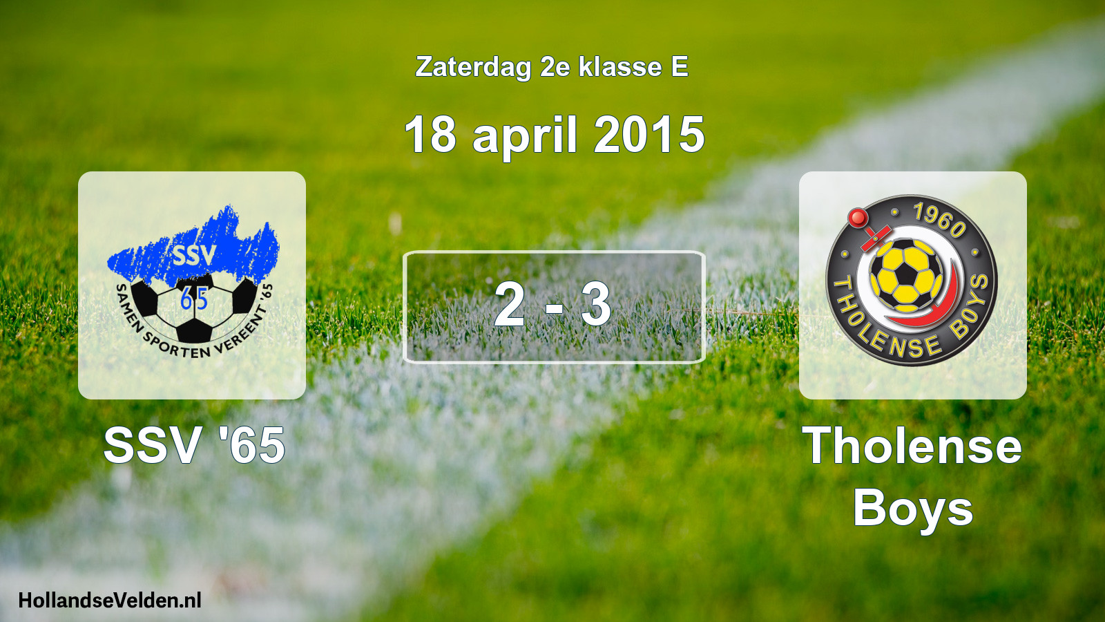 Total number of matches played: SSV '65 - Tholense Boys 2 - 3 (18 April 2015)