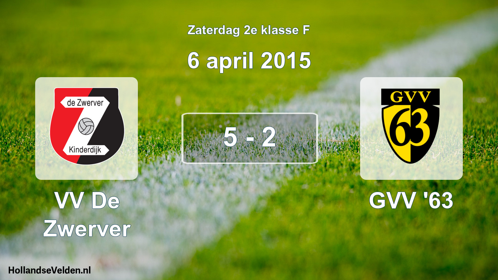 Total number of matches played: VV De Zwerver - GVV '63 5 - 2 (6 April 2015)