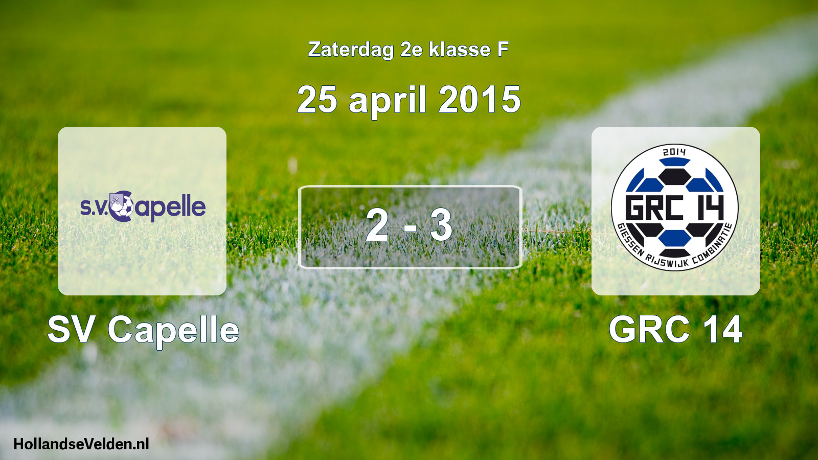 Total number of matches played: SV Capelle - GRC 14 2 - 3 (25 April 2015)