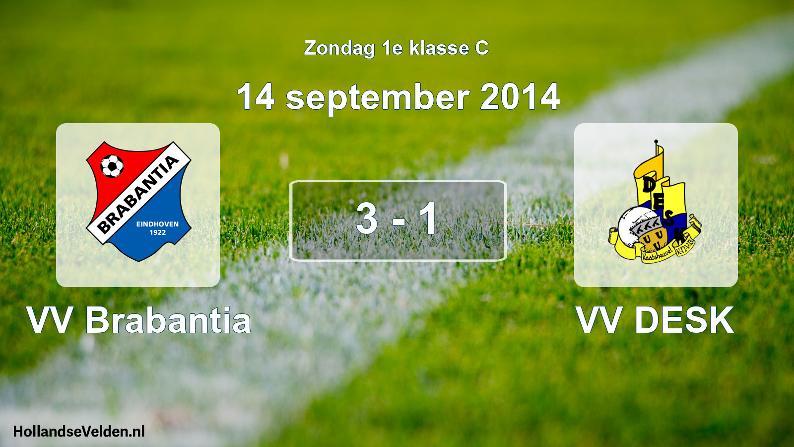 Total number of matches played: VV Brabantia - VV DESK 3 - 1 (14 September 2014)