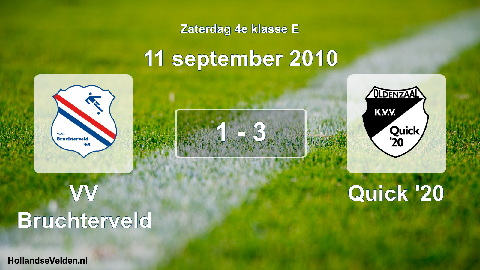 Total number of matches played: VV Bruchterveld - Quick '20 1 - 3 (11 September 2010)