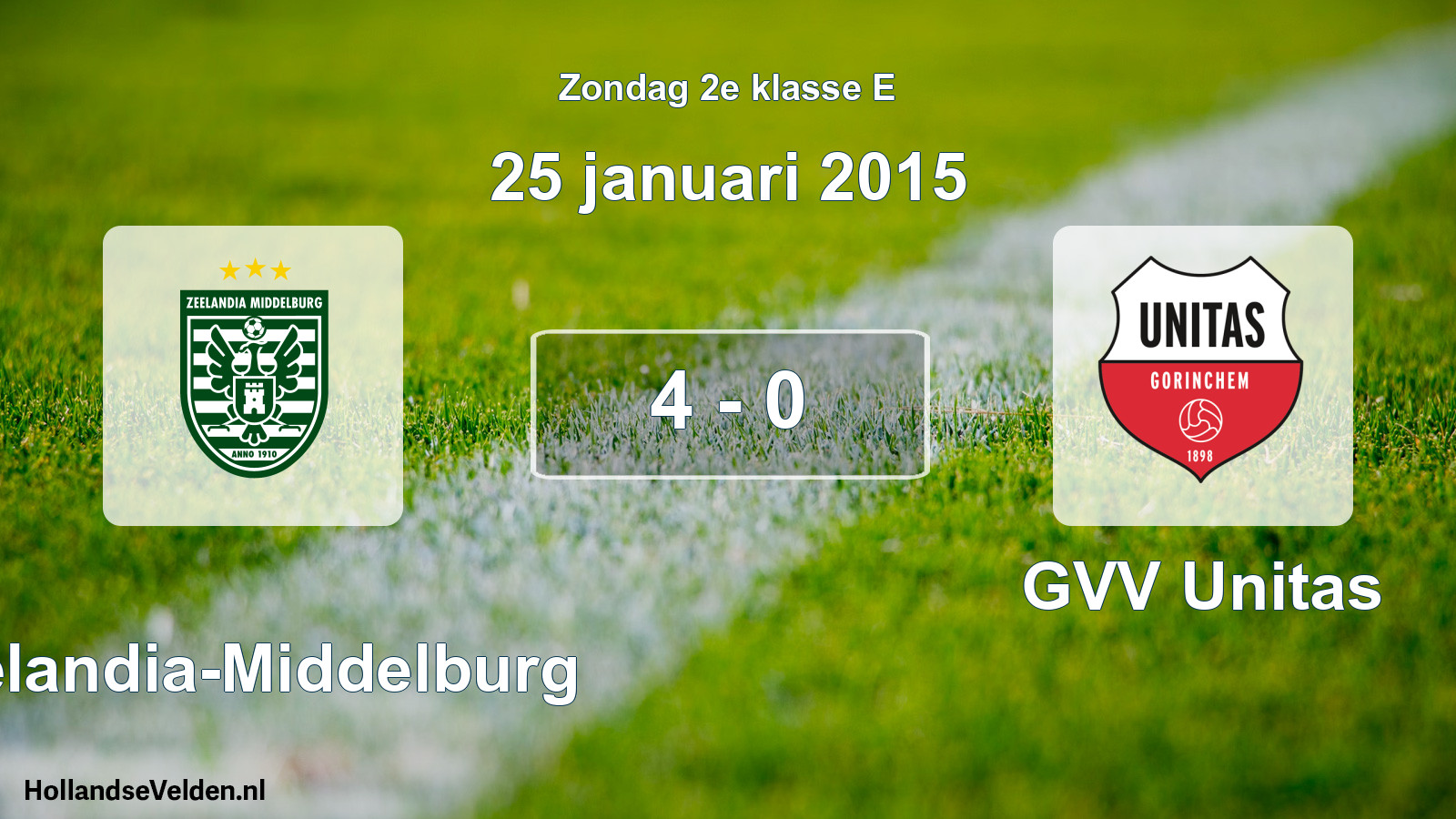 Total number of matches played: Zeelandia-Middelburg - GVV Unitas 4 - 0 (25 January 2015)