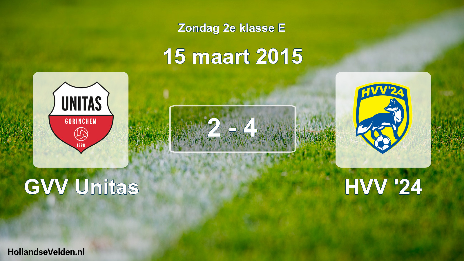 Total number of matches played: GVV Unitas - HVV '24 2 - 4 (15 March 2015)