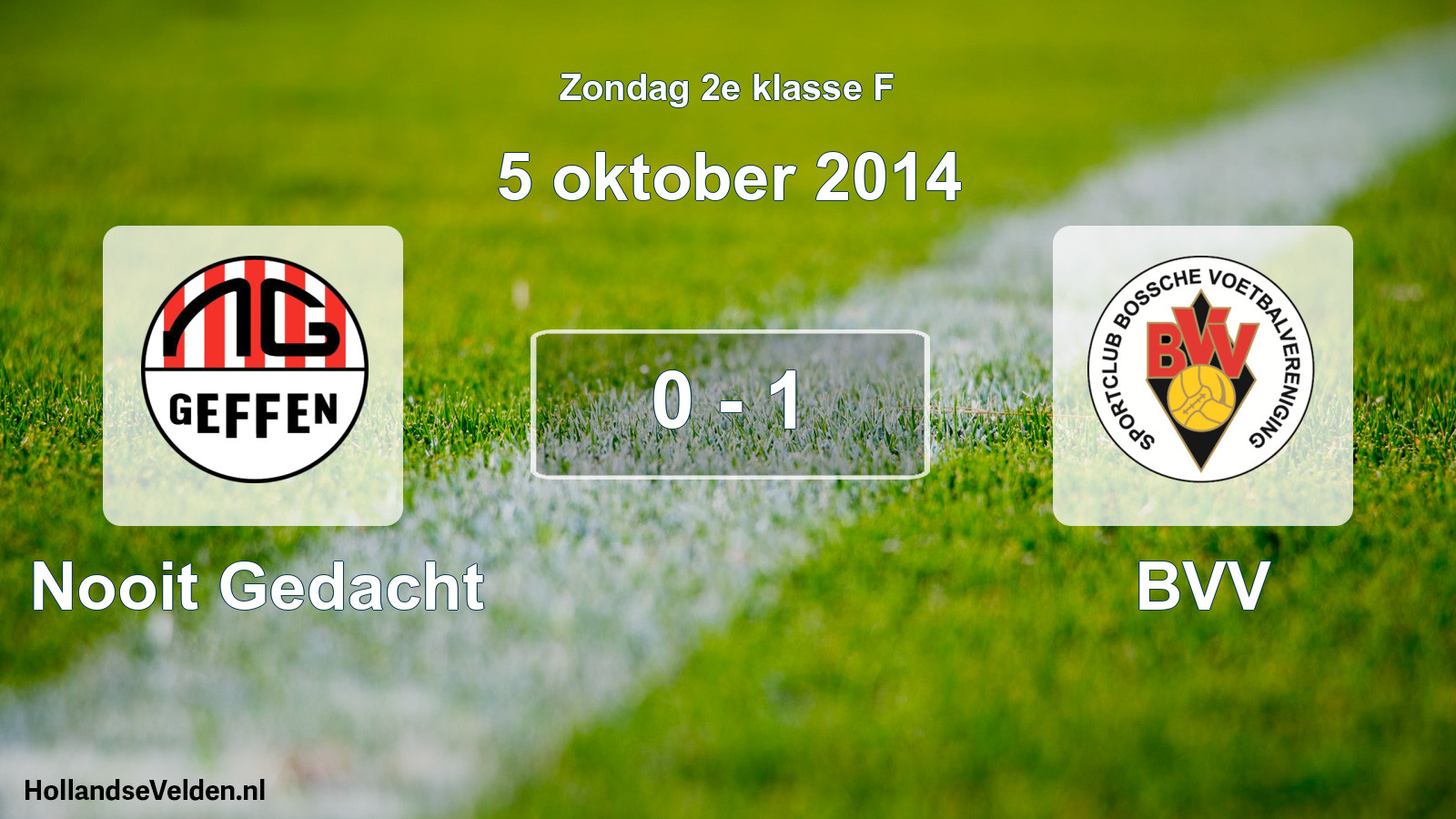 Total number of matches played: Nooit Gedacht - BVV 0 - 1 (5 October 2014)