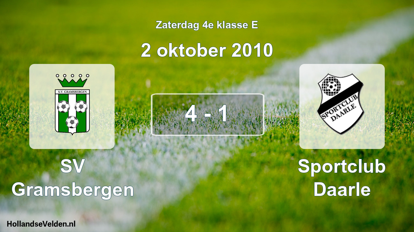 Total number of matches played: SV Gramsbergen - Sportclub Daarle 4 - 1 (2 October 2010)