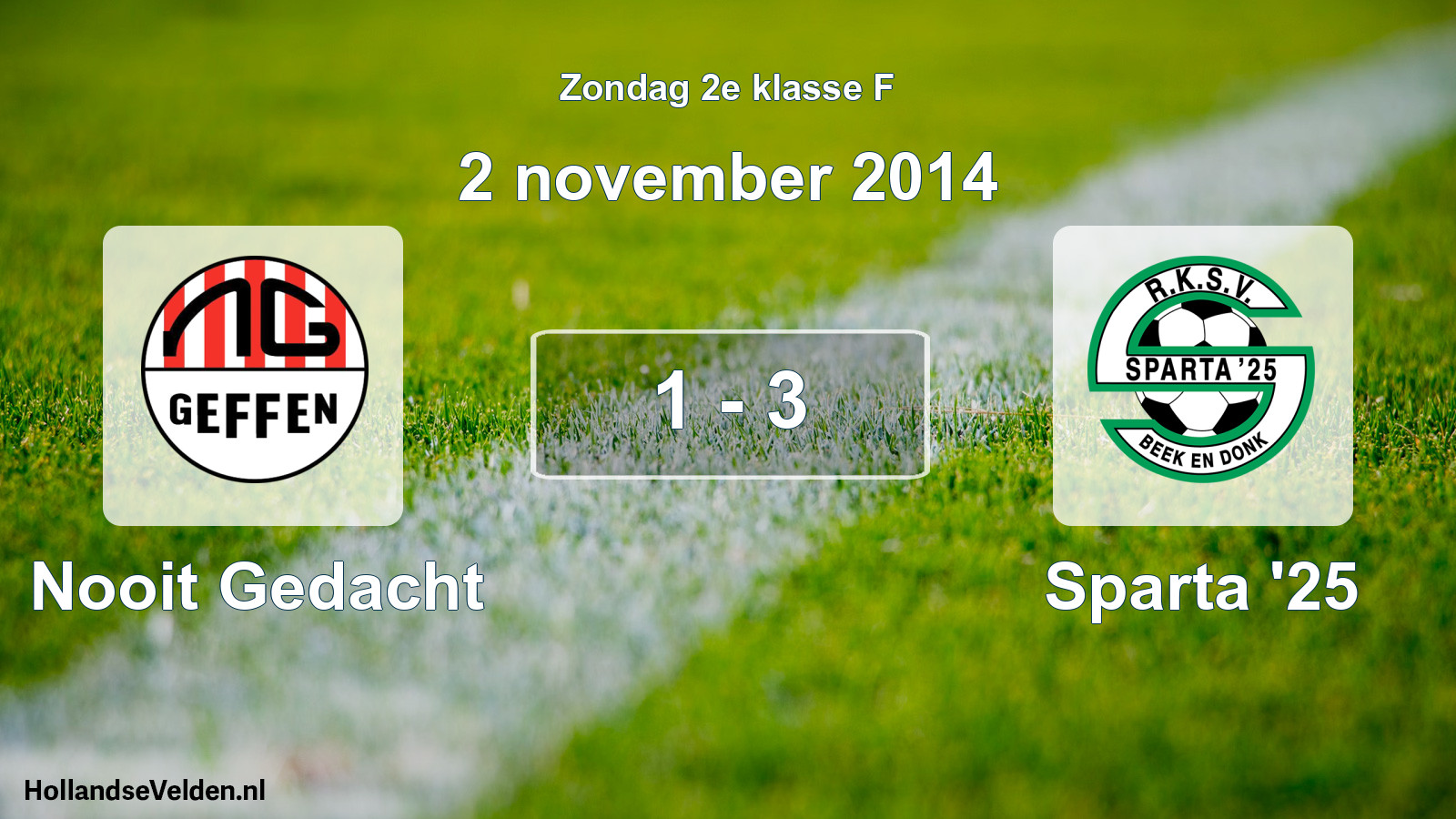 Total number of matches played: Nooit Gedacht - Sparta '25 1 - 3 (2 November 2014)