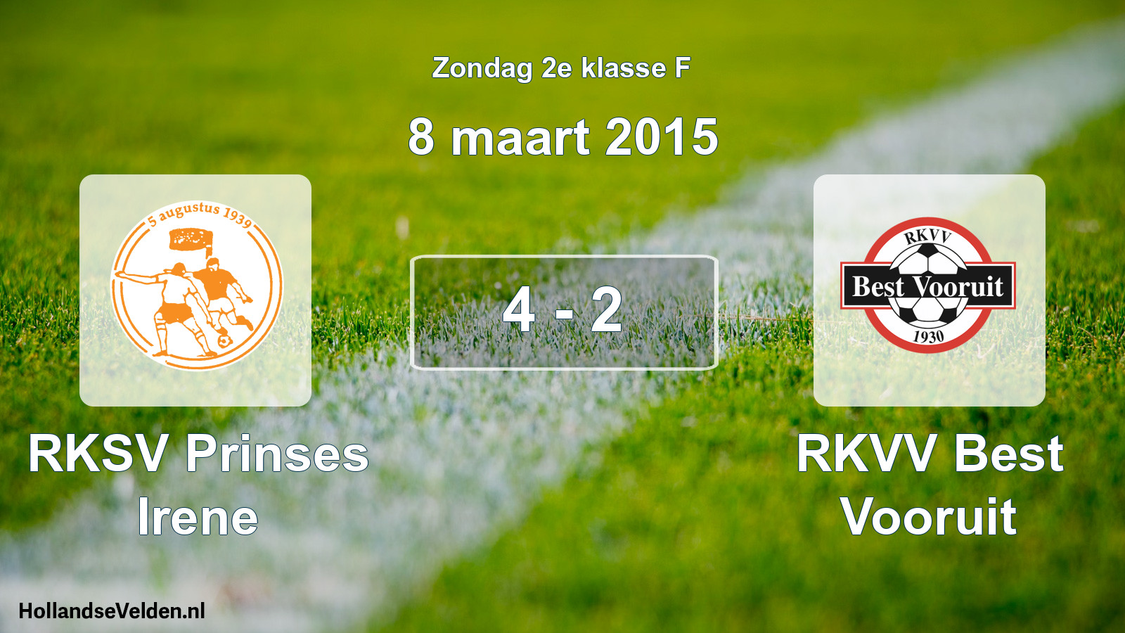 Total number of matches played: RKSV Prinses Irene - RKVV Best Vooruit 4 - 2 (8 March 2015)