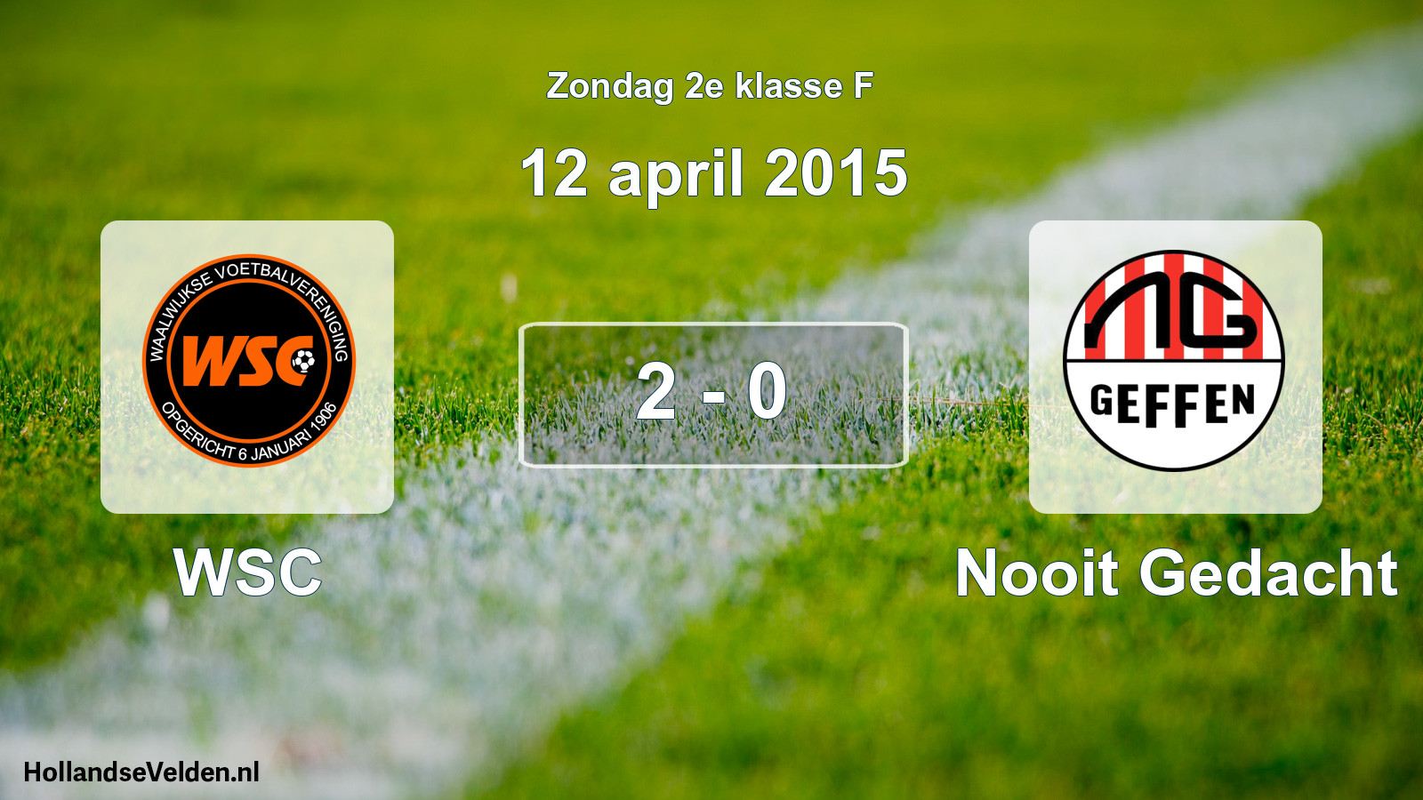 Total number of matches played: WSC - Nooit Gedacht 2 - 0 (12 April 2015)
