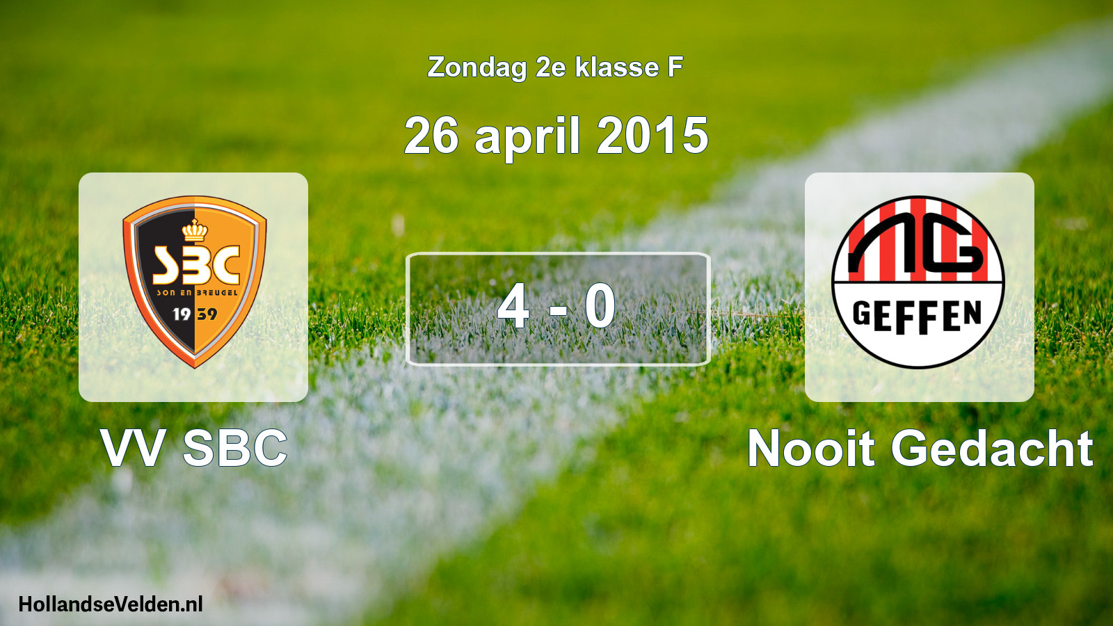 Total number of matches played: VV SBC - Nooit Gedacht 4 - 0 (26 April 2015)