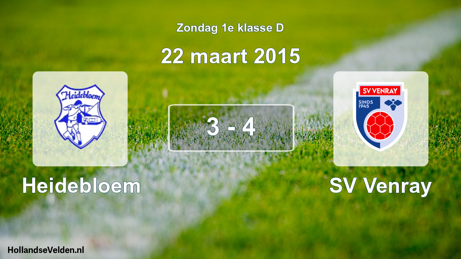 Total number of matches played: Heidebloem - SV Venray 3 - 4 (22 March 2015)
