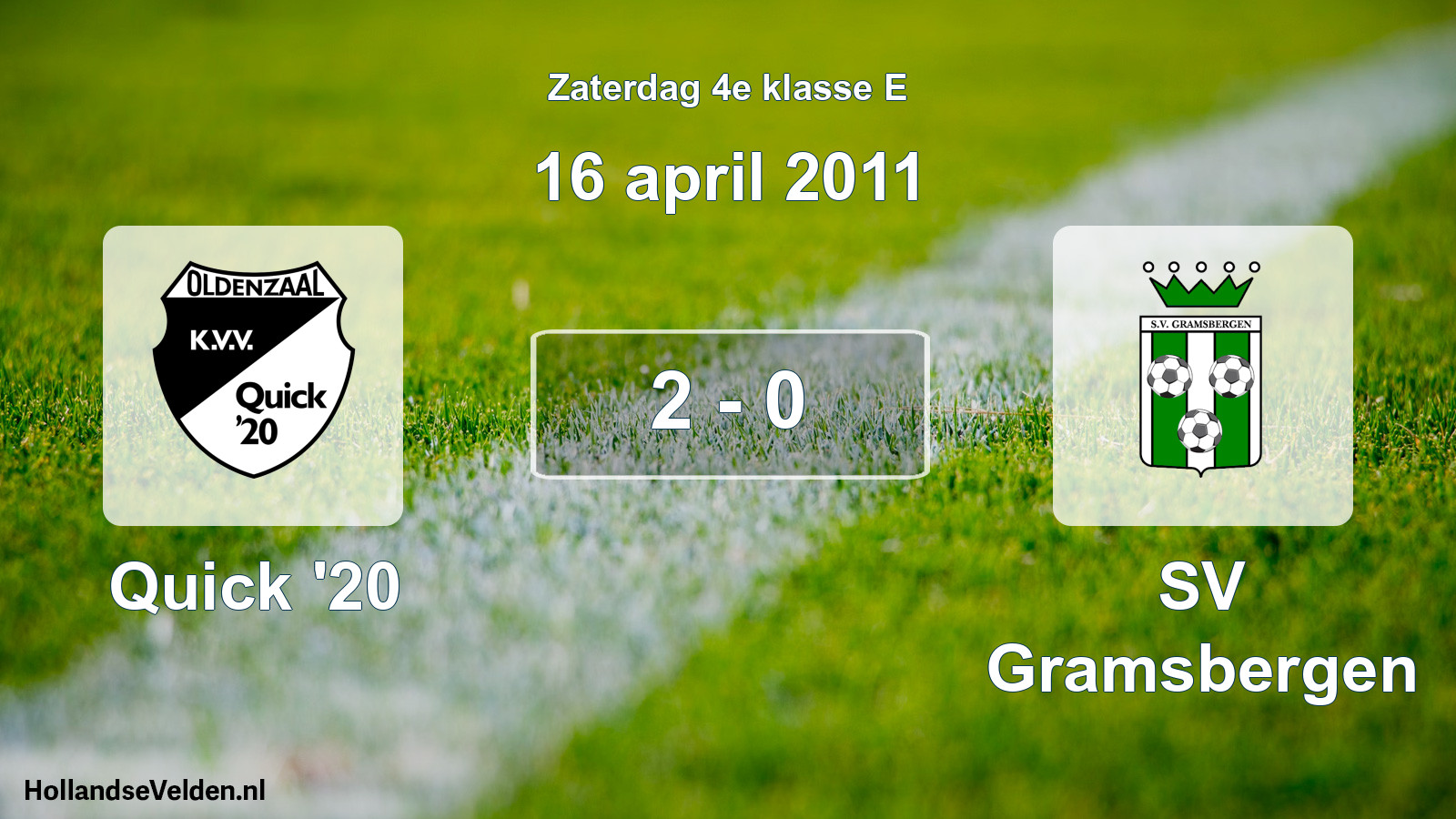 Total number of matches played: Quick '20 - SV Gramsbergen 2 - 0 (16 April 2011)