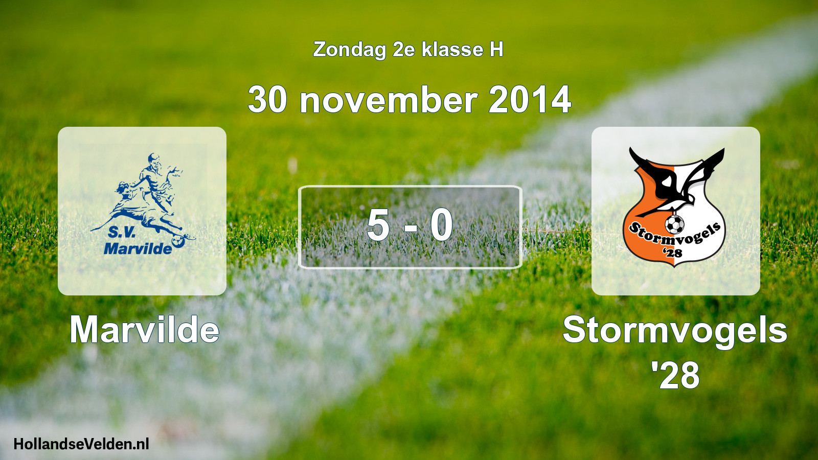 Total number of matches played: Marvilde - Stormvogels '28 5 - 0 (30 November 2014)