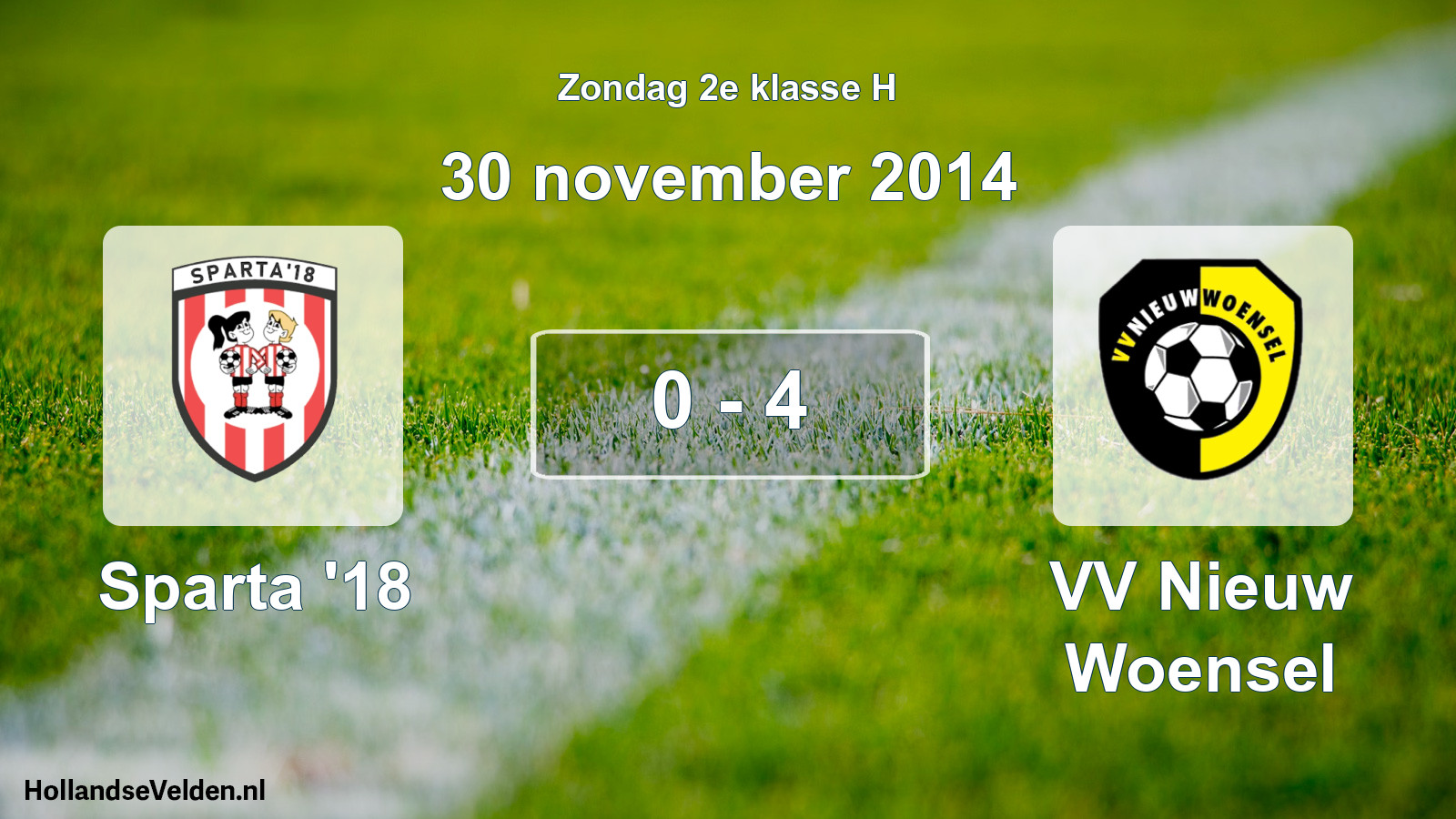 Total number of matches played: Sparta '18 - VV Nieuw Woensel 0 - 4 (30 November 2014)
