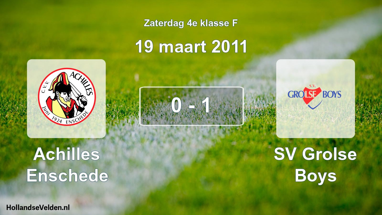 Total number of matches played: Achilles Enschede - SV Grolse Boys 0 - 1 (19 March 2011)