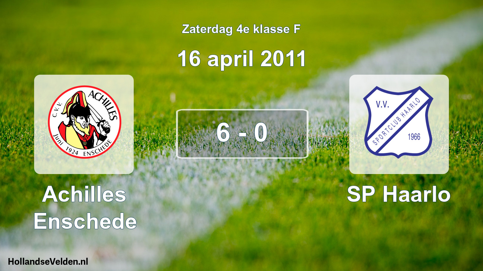 Total number of matches played: Achilles Enschede - SP Haarlo 6 - 0 (16 April 2011)