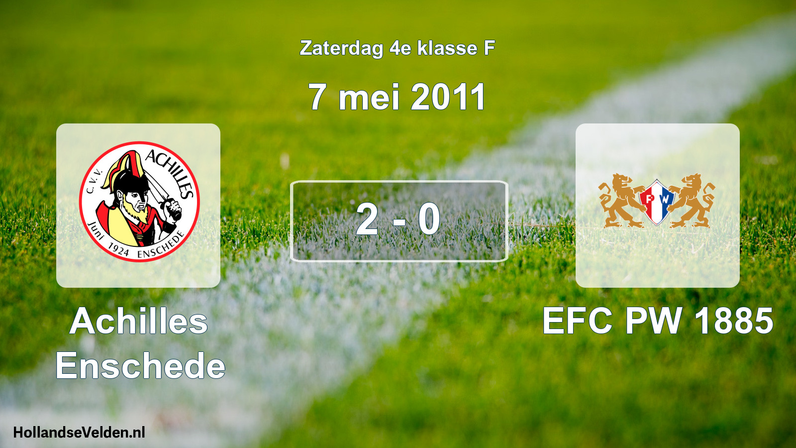 Total number of matches played: Achilles Enschede - PW 1885 2 - 0 (7 May 2011)