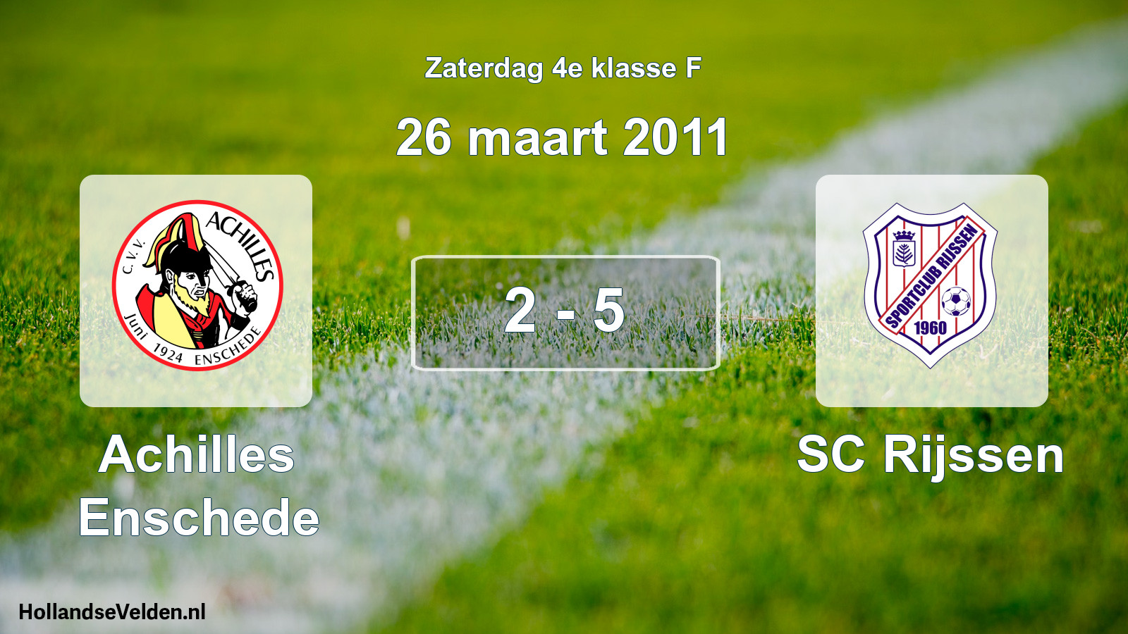 Total number of matches played: Achilles Enschede - SC Rijssen 2 - 5 (26 March 2011)
