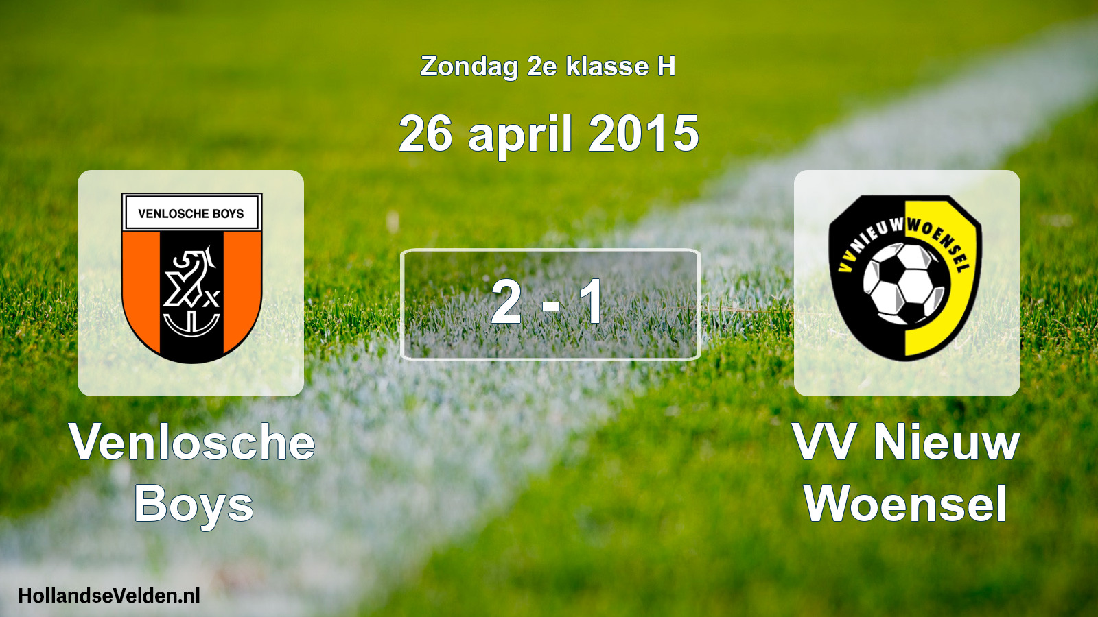 Total number of matches played: Venlosche Boys - VV Nieuw Woensel 2 - 1 (26 April 2015)