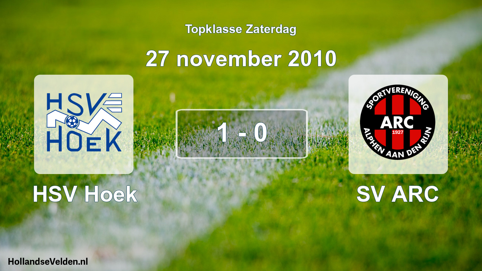 Total number of matches played: HSV Hoek - SV ARC 1 - 0 (27 November 2010)