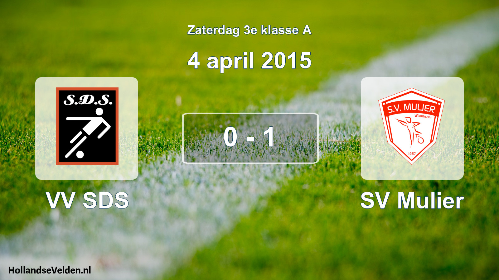 Total number of matches played: VV SDS - SV Mulier 0 - 1 (4 April 2015)