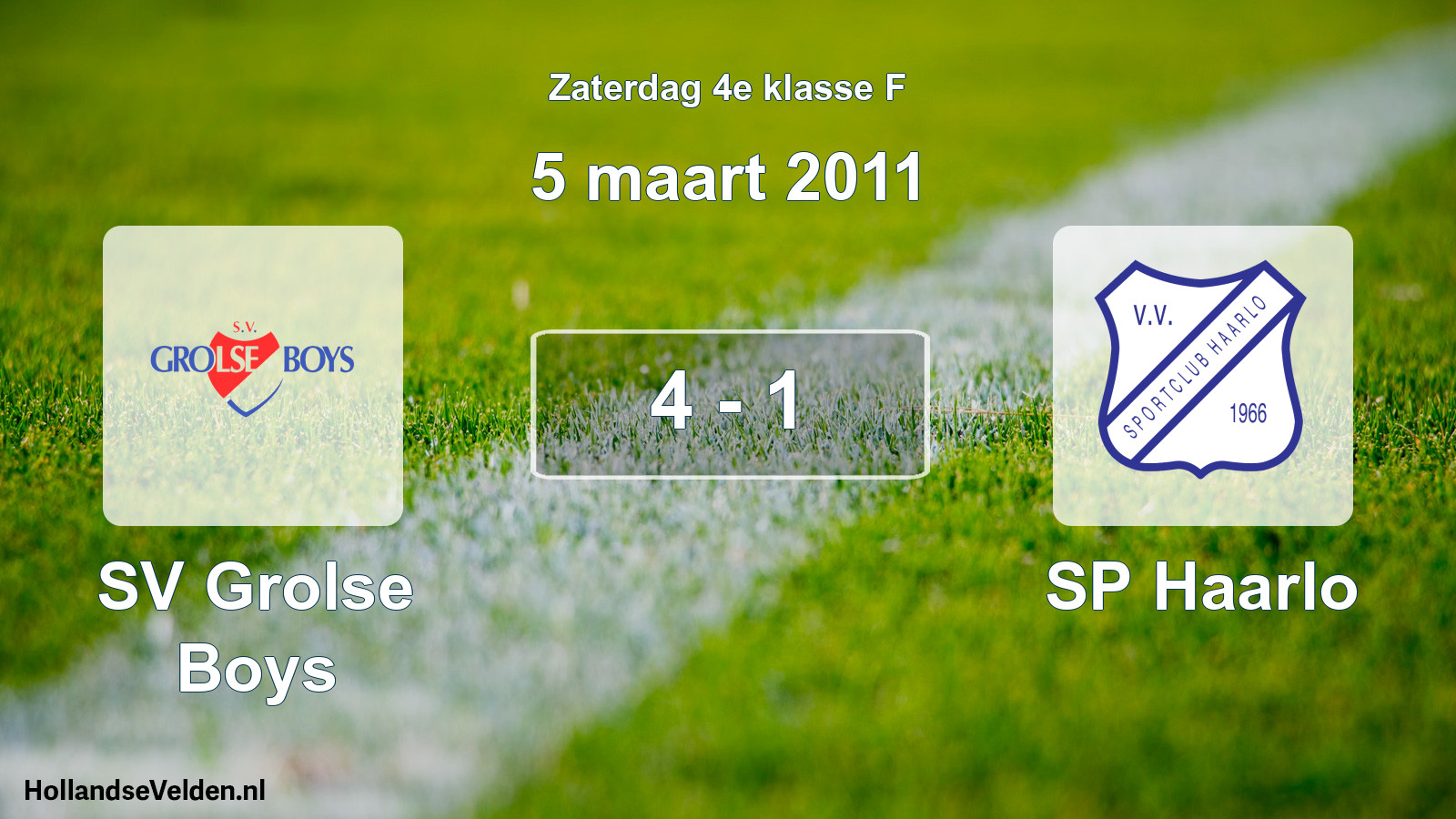 Total number of matches played: SV Grolse Boys - SP Haarlo 4 - 1 (5 March 2011)