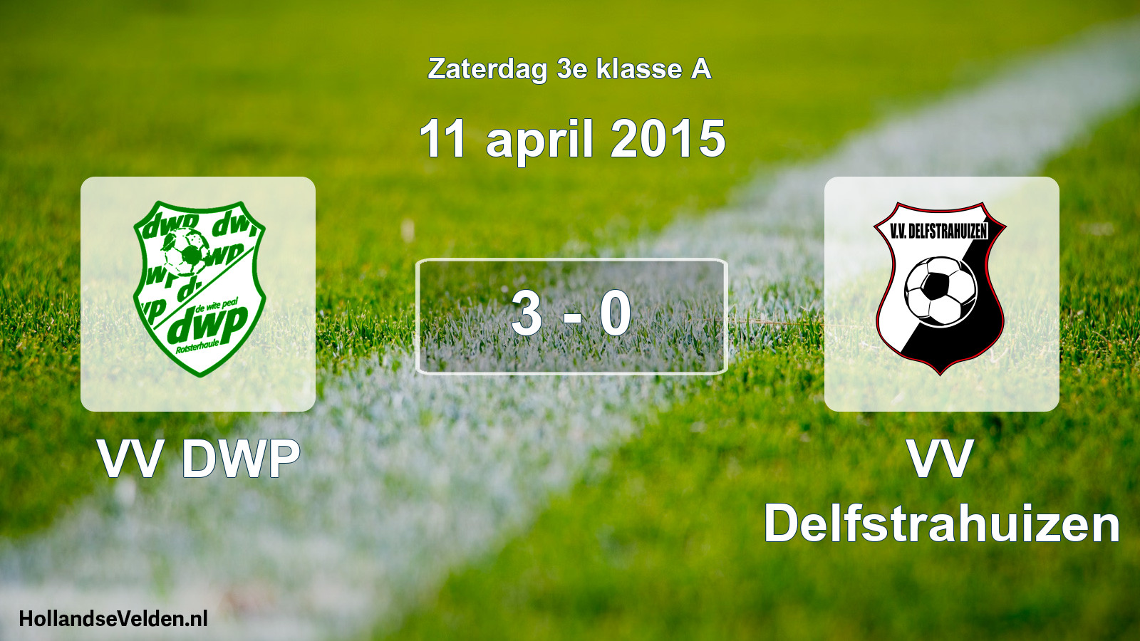 Total number of matches played: VV DWP - VV Delfstrahuizen 3 - 0 (11 April 2015)