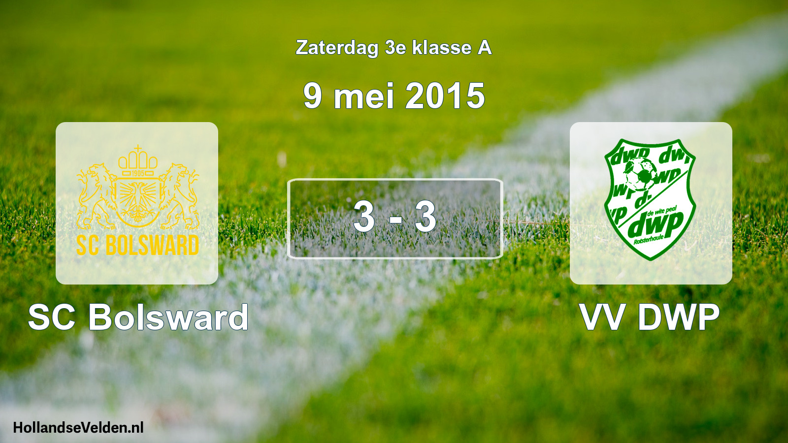 Total number of matches played: SC Bolsward - VV DWP 3 - 3 (9 May 2015)