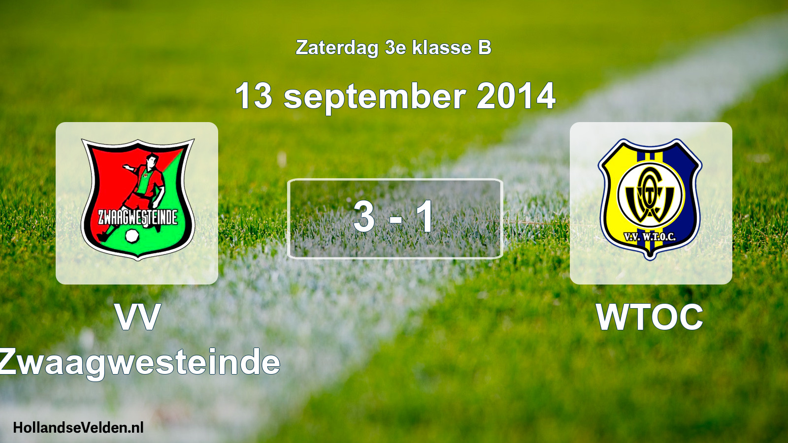 Total number of matches played: VV Zwaagwesteinde - WTOC 3 - 1 (13 September 2014)