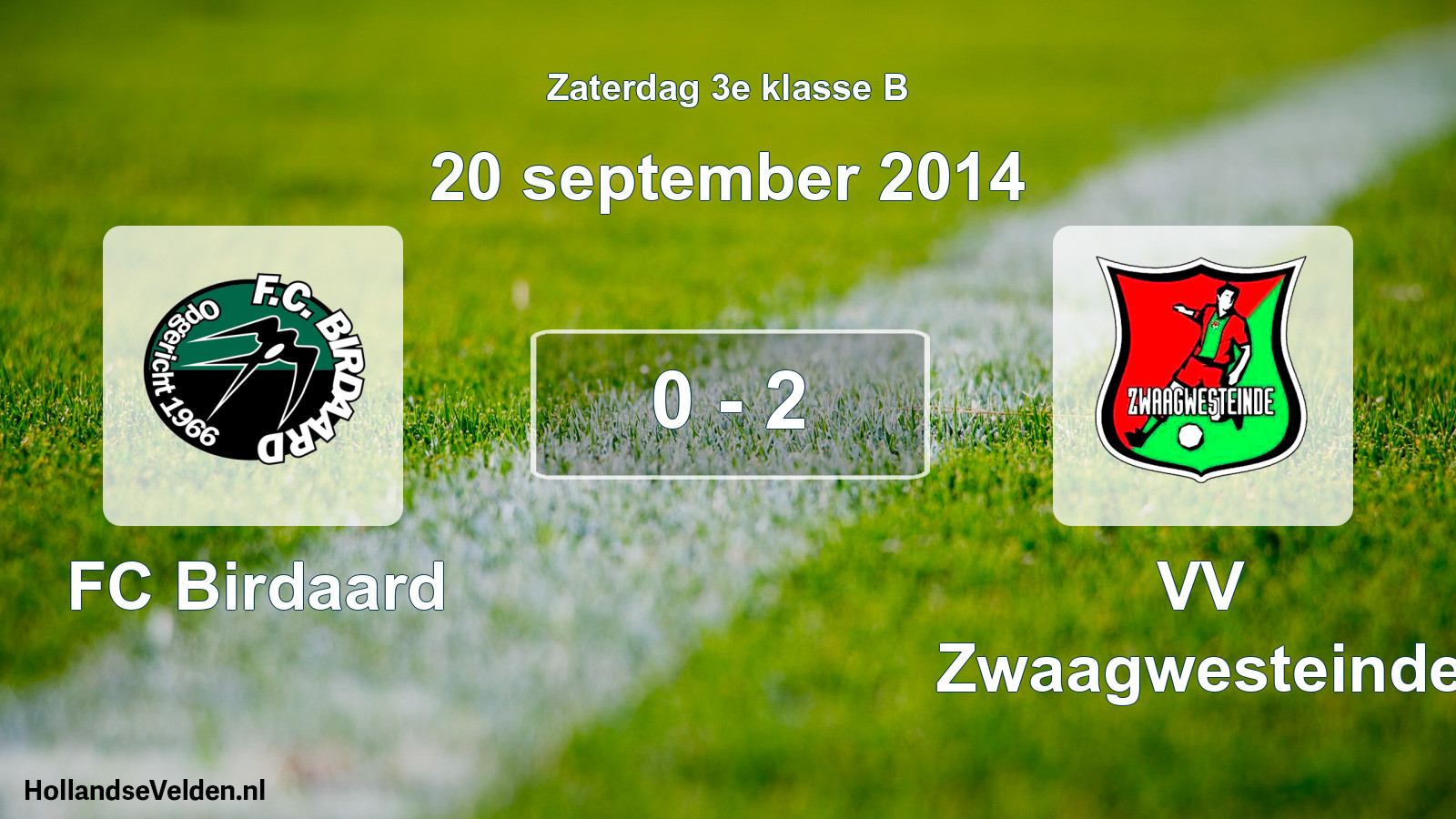 Total number of matches played: FC Birdaard - VV Zwaagwesteinde 0 - 2 (20 September 2014)