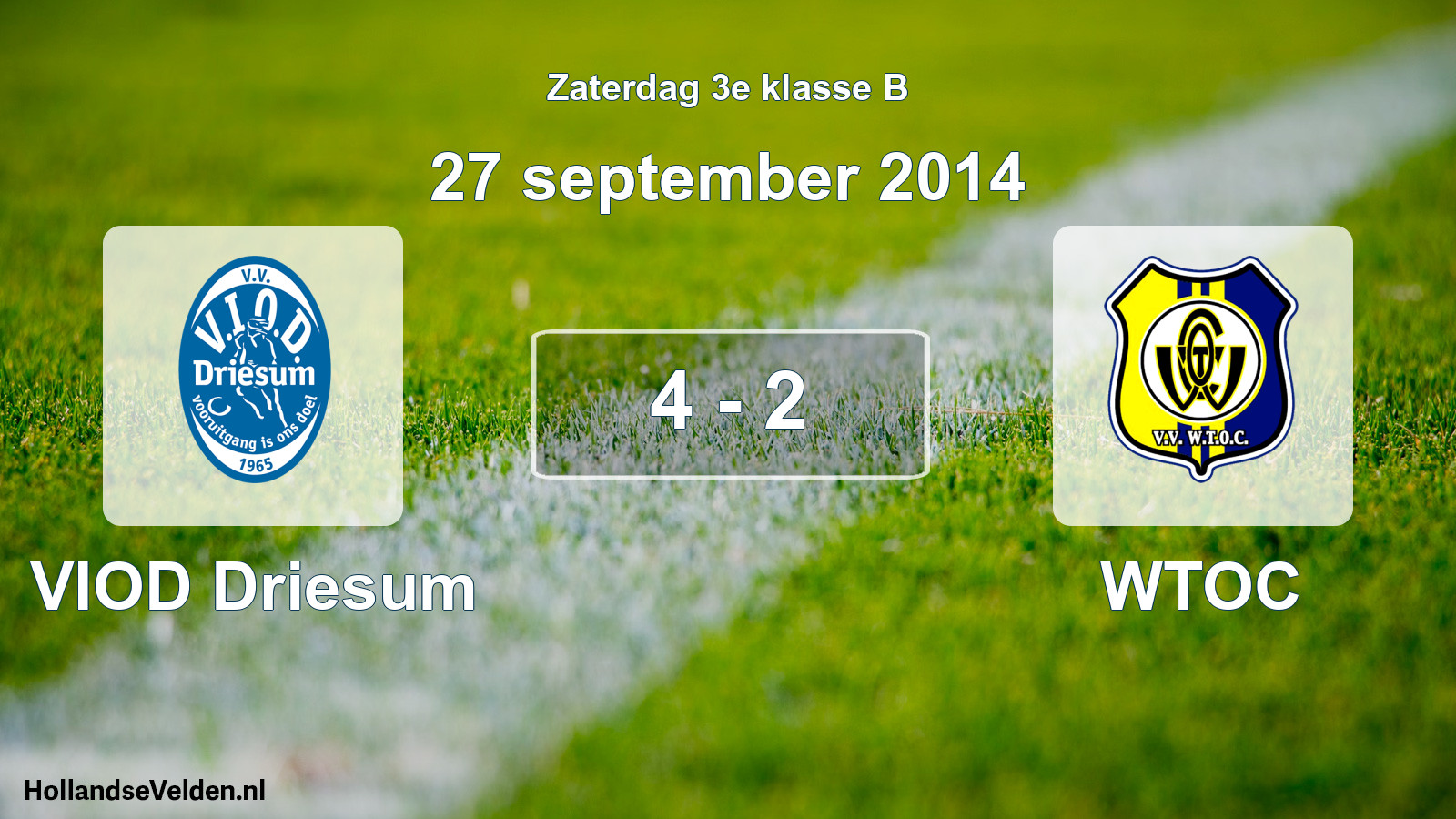 Total number of matches played: VIOD Driesum - WTOC 4 - 2 (27 September 2014)