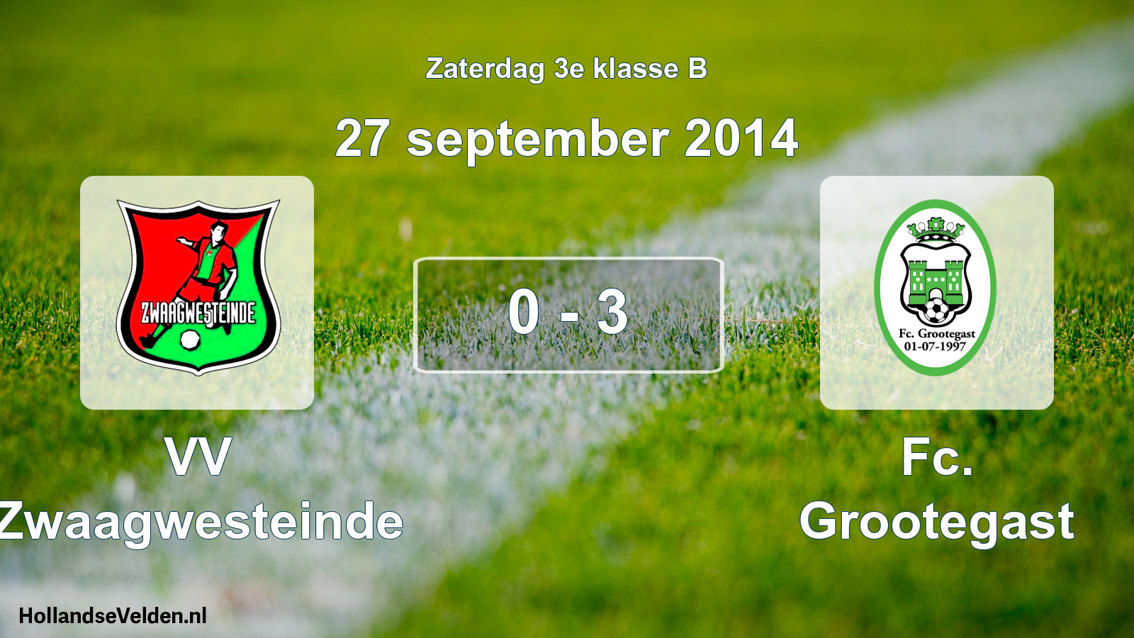 Total number of matches played: VV Zwaagwesteinde - Fc. Grootegast 0 - 3 (27 September 2014)