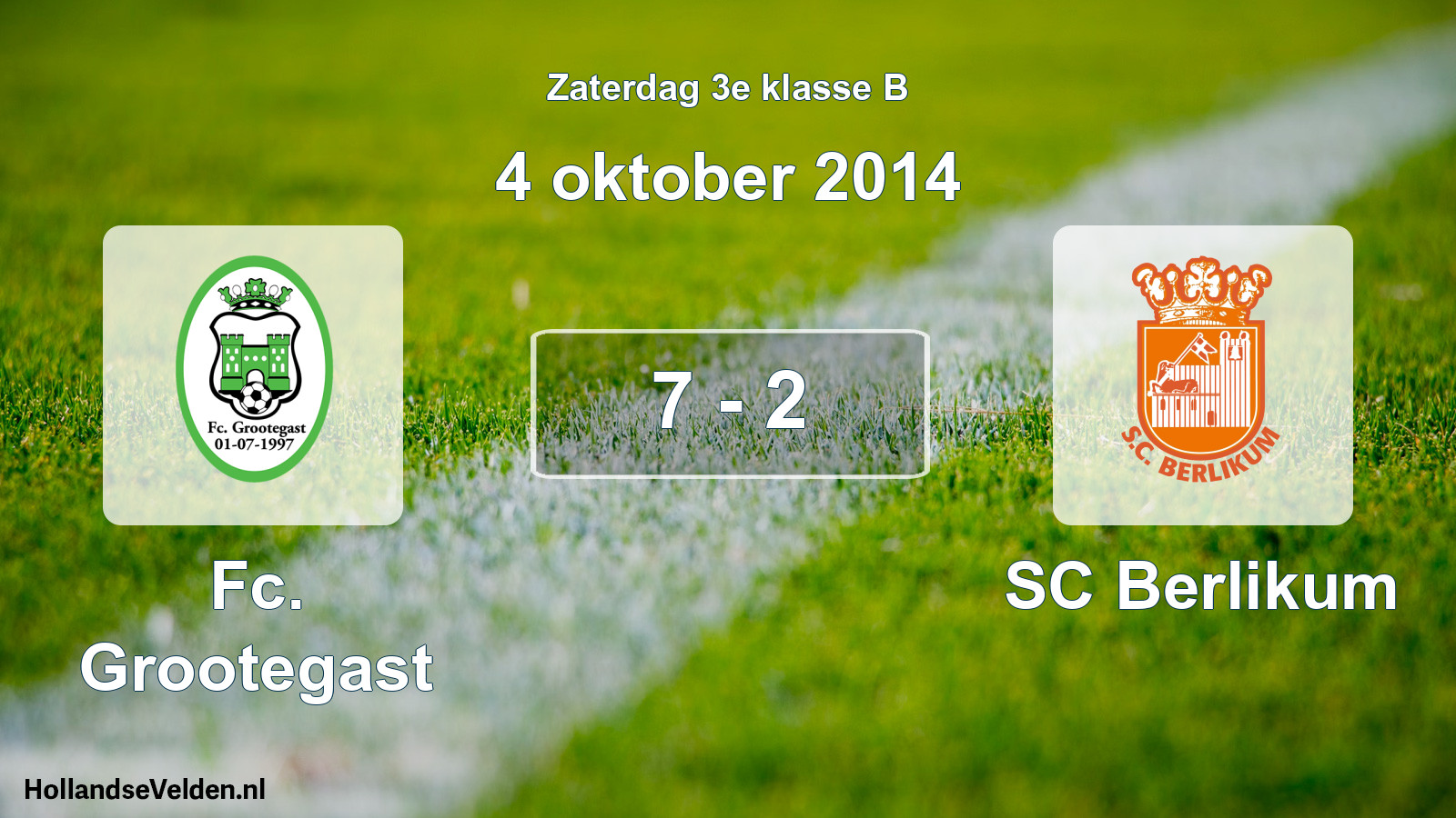 Total number of matches played: Fc. Grootegast - SC Berlikum 7 - 2 (4 October 2014)