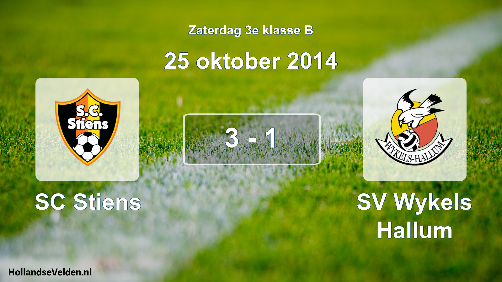 Total number of matches played: SC Stiens - SV Wykels Hallum 3 - 1 (25 October 2014)
