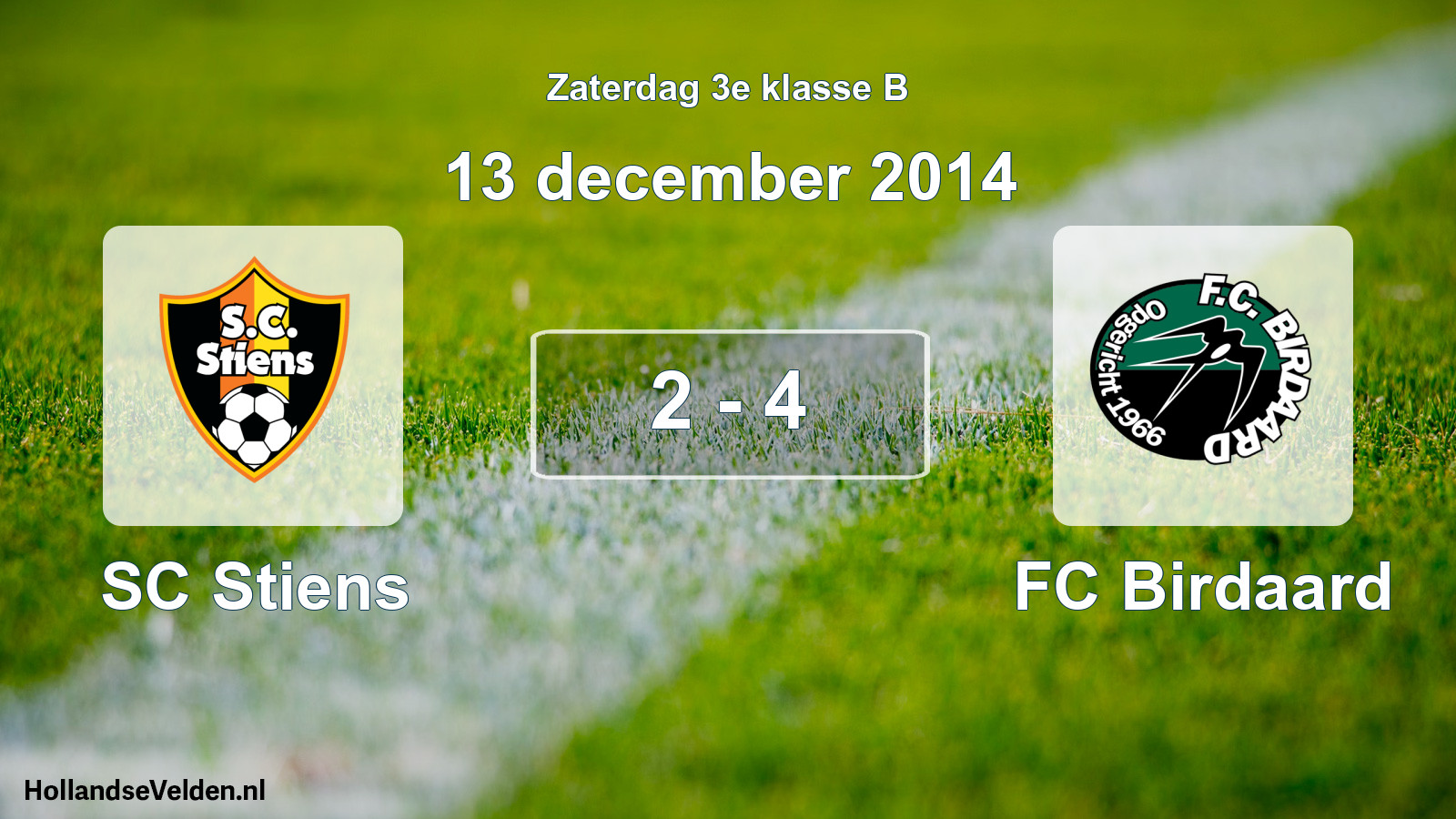 Total number of matches played: SC Stiens - FC Birdaard 2 - 4 (13 December 2014)