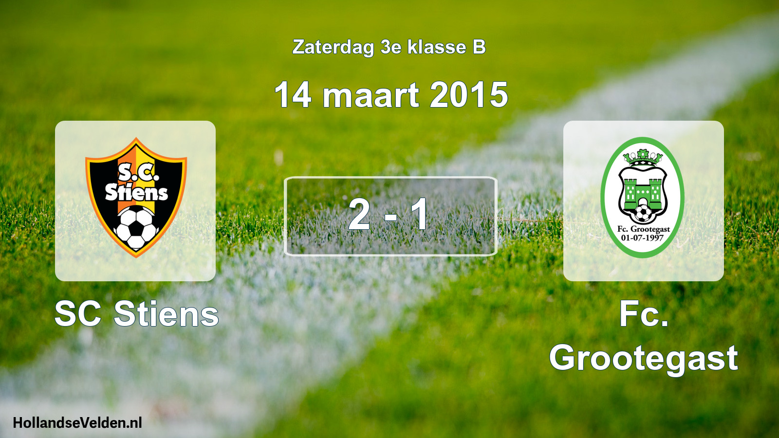 Total number of matches played: SC Stiens - Fc. Grootegast 2 - 1 (14 March 2015)