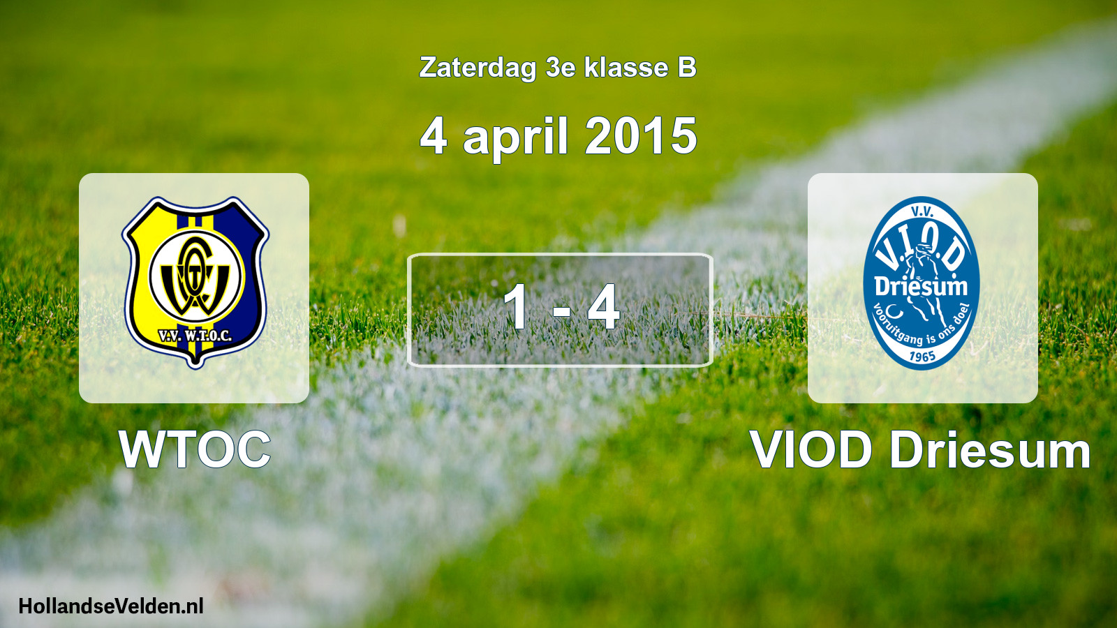 Total number of matches played: WTOC - VIOD Driesum 1 - 4 (4 April 2015)