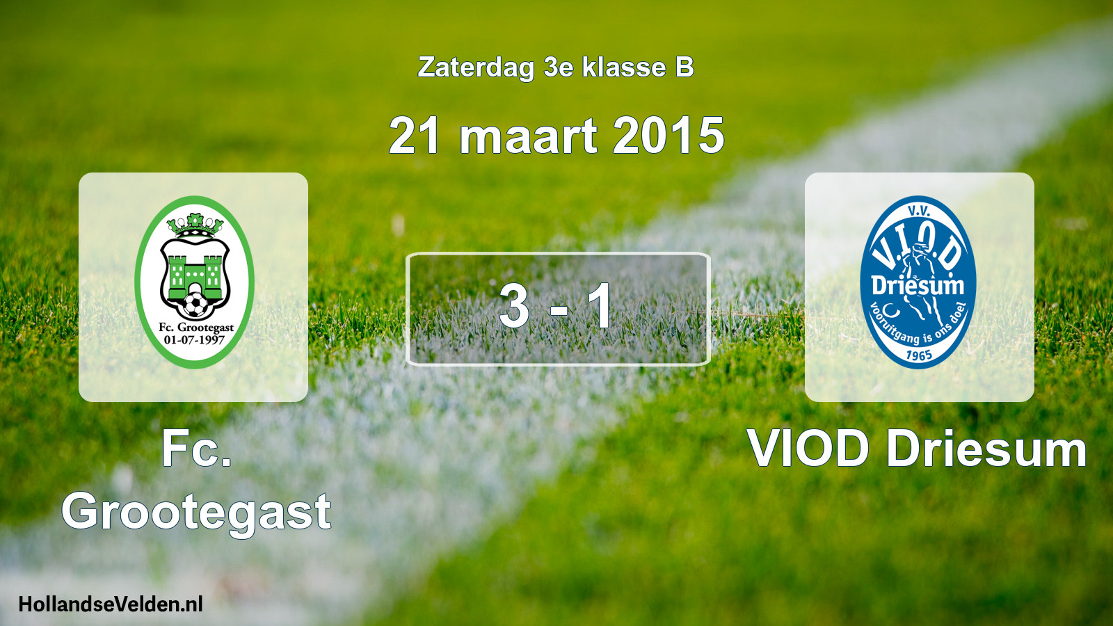 Total number of matches played: Fc. Grootegast - VIOD Driesum 3 - 1 (21 March 2015)