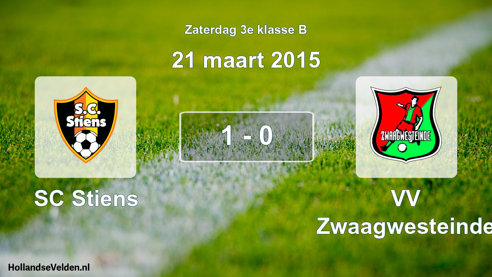 Total number of matches played: SC Stiens - VV Zwaagwesteinde 1 - 0 (21 March 2015)