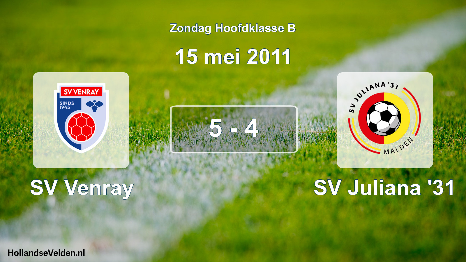 Total number of matches played: SV Venray - SV Juliana '31 5 - 4 (15 May 2011)