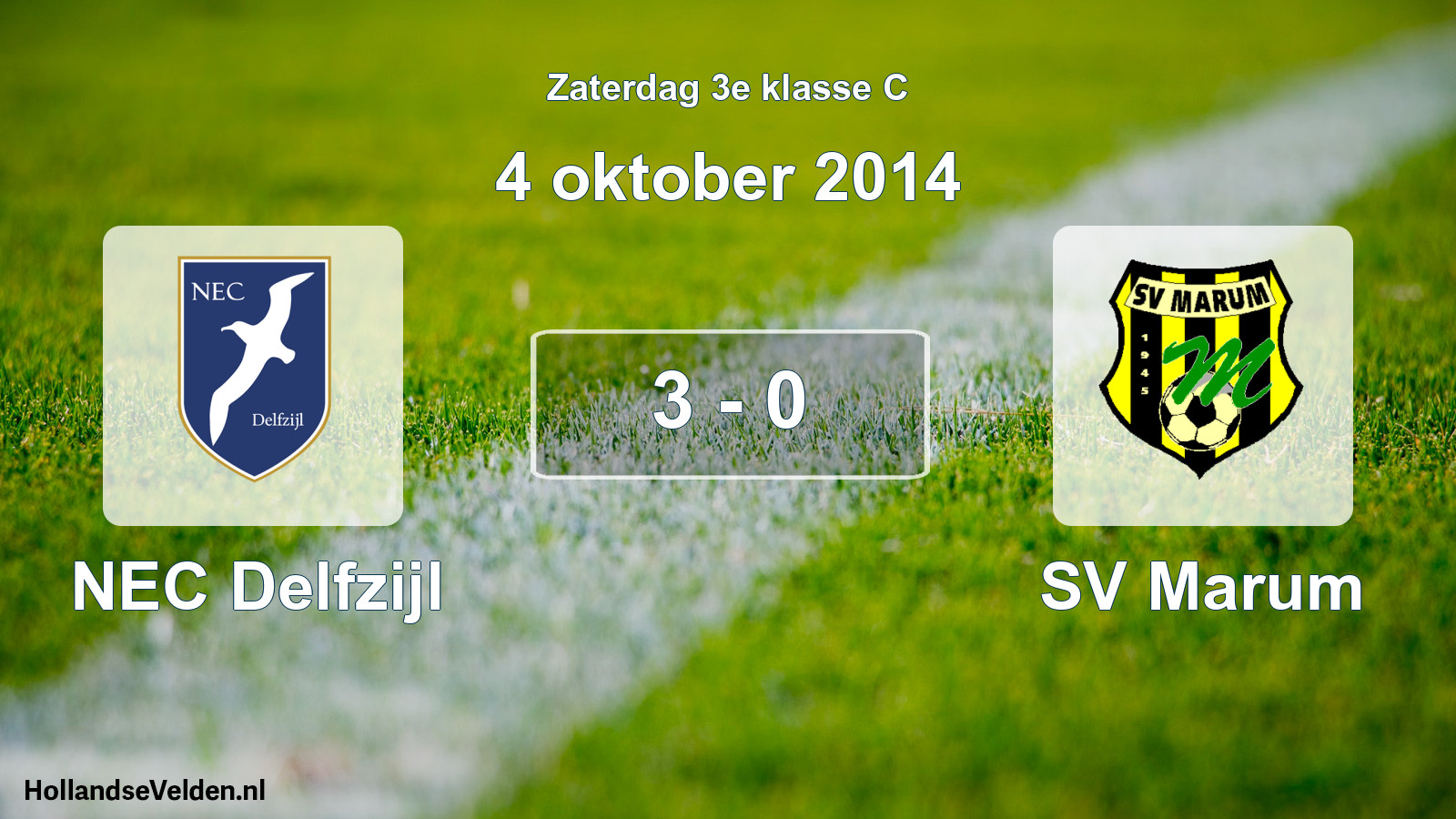 Total number of matches played: NEC Delfzijl - SV Marum 3 - 0 (4 October 2014)