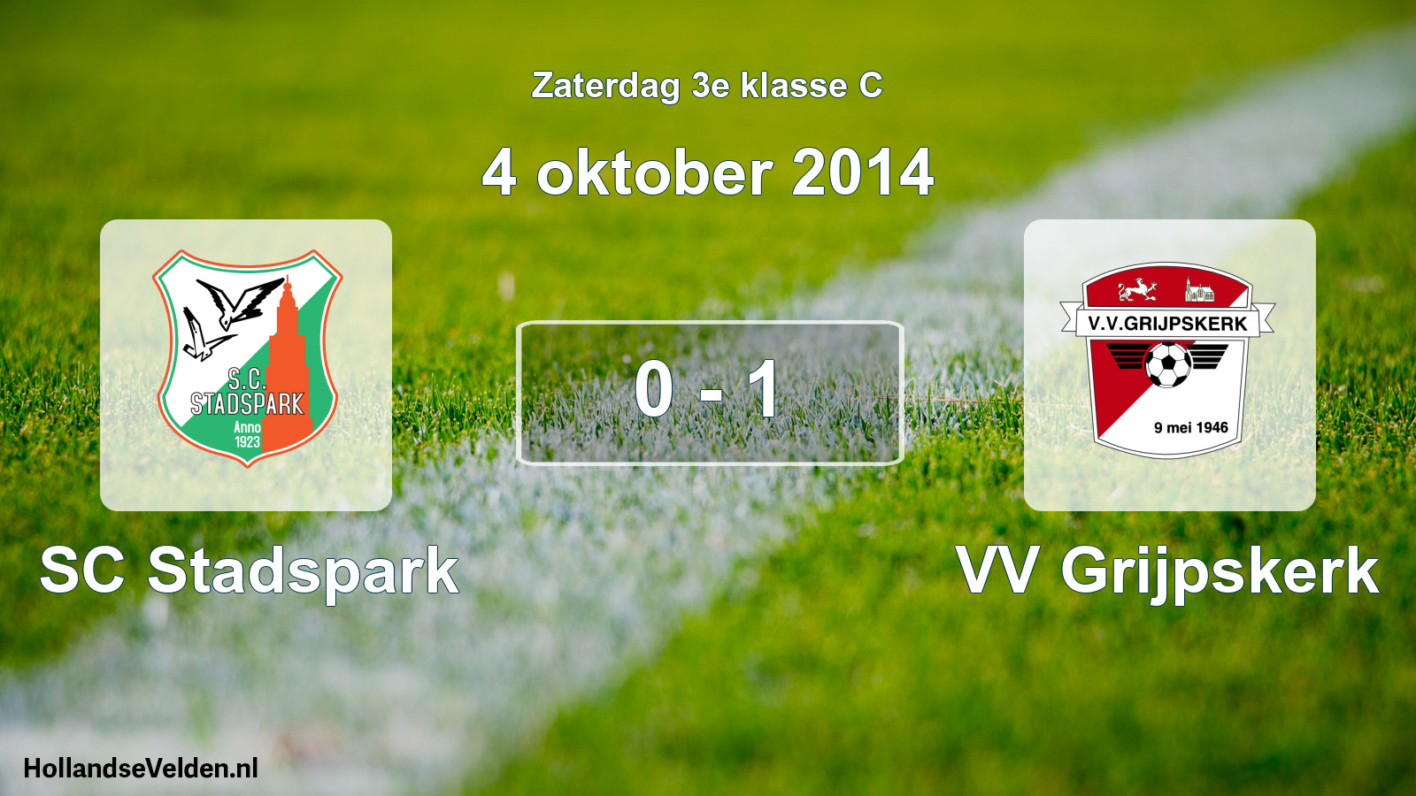 Total number of matches played: SC Stadspark - VV Grijpskerk 0 - 1 (4 October 2014)