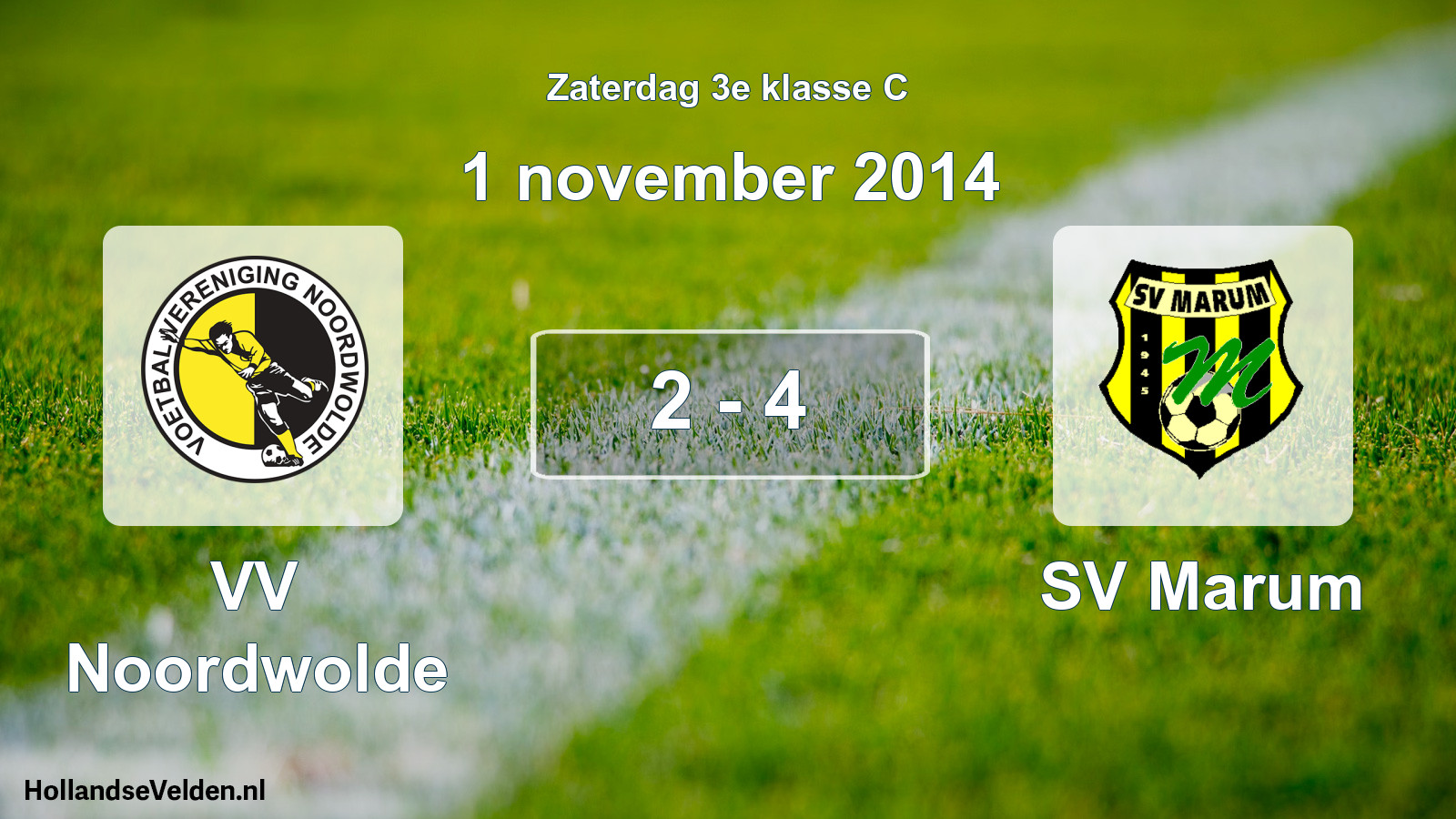Total number of matches played: VV Noordwolde - SV Marum 2 - 4 (1 November 2014)