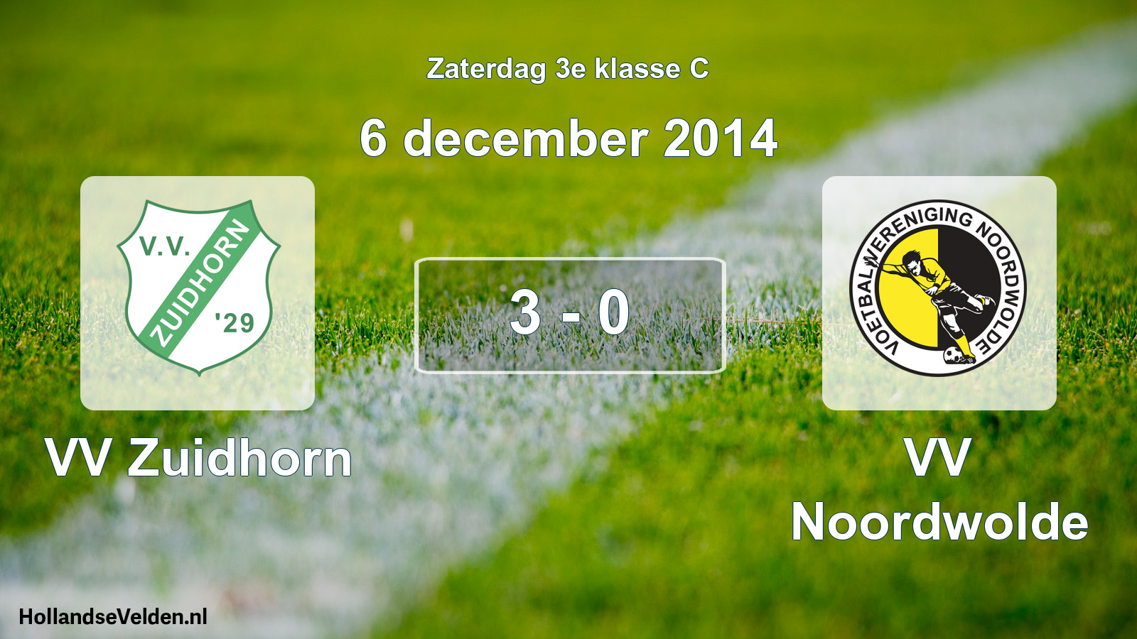 Total number of matches played: VV Zuidhorn - VV Noordwolde 3 - 0 (6 December 2014)