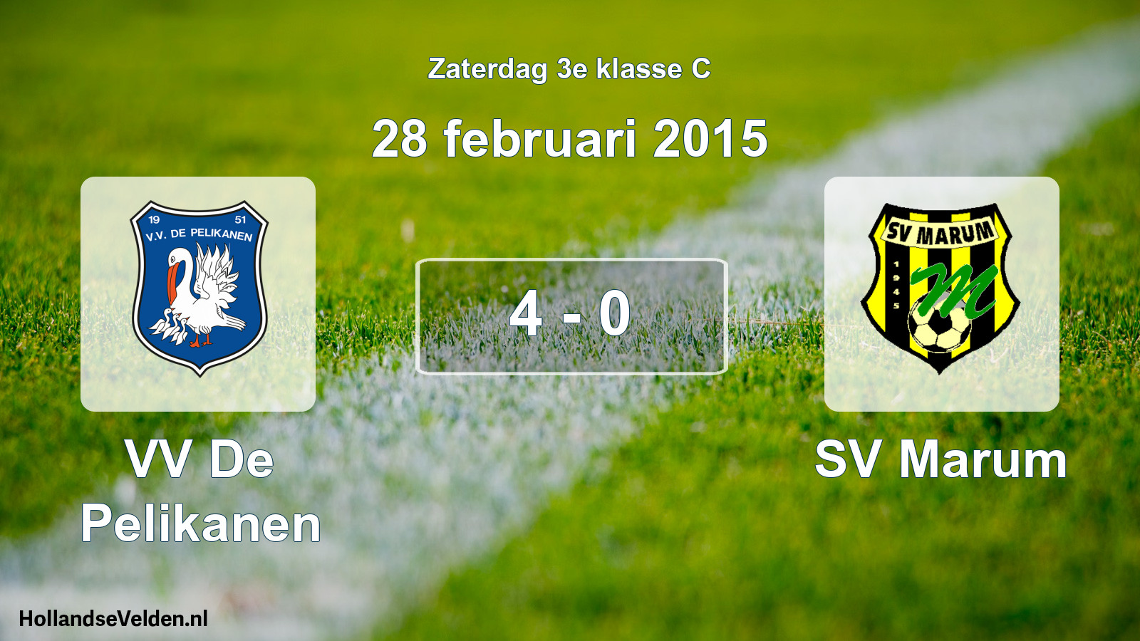 Total number of matches played: VV De Pelikanen - SV Marum 4 - 0 (28 February 2015)