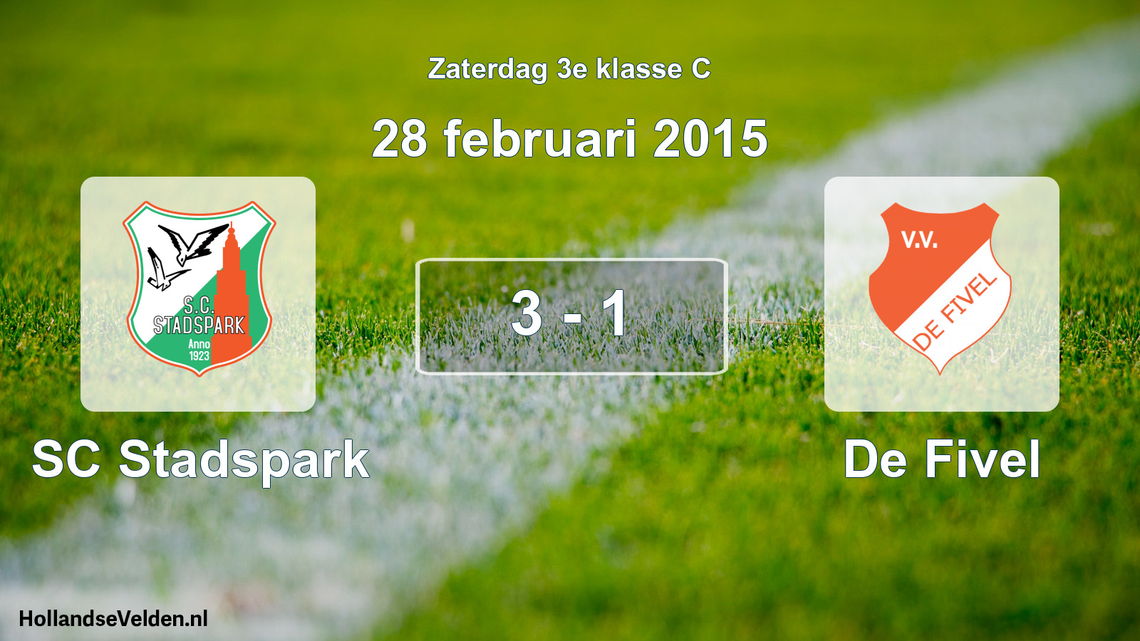 Total number of matches played: SC Stadspark - De Fivel 3 - 1 (28 February 2015)