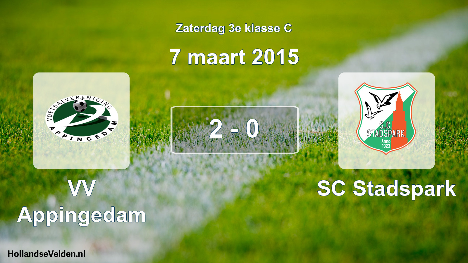 Total number of matches played: VV Appingedam - SC Stadspark 2 - 0 (7 March 2015)